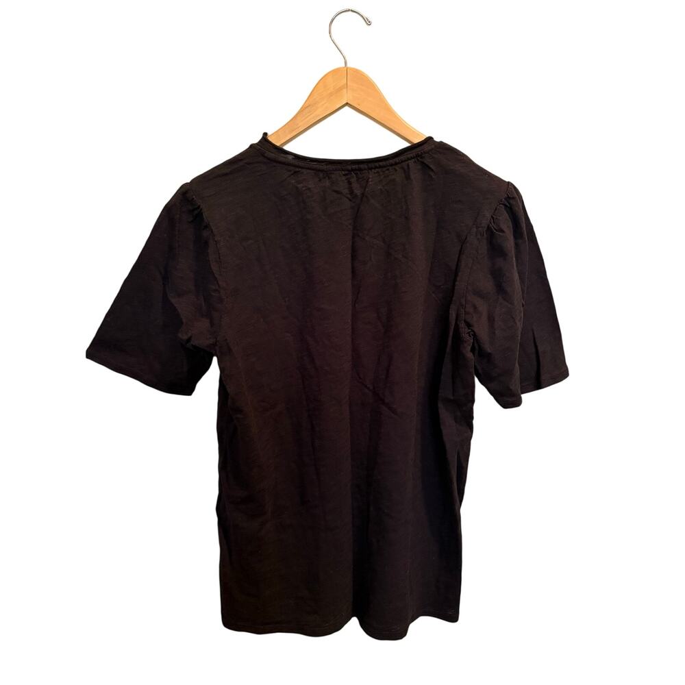 Mododoc Crewneck Puff Sleeve T-Shirt Women’s Size M Black Classic Plain Top NWT - Picture 2 of 6